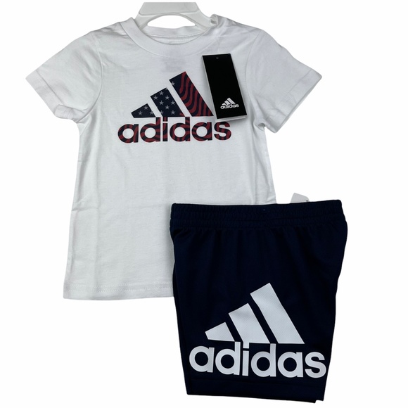 Adidas Baby Boy's Cute, Comfy Short Sleeve Shirt & Shorts 2-Piece Set 12 Months - Picture 4 of 11